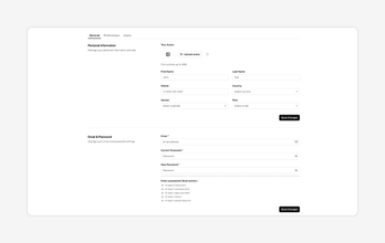 Account Settings Blocks