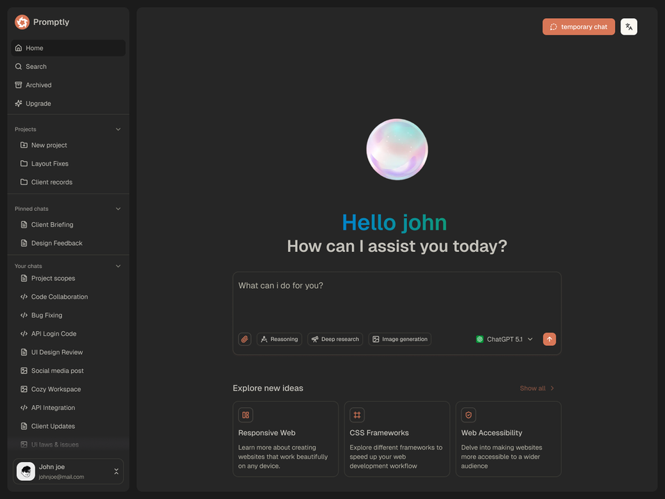 Promptly - Shadcn UI AI Chat App Template-large-image-1