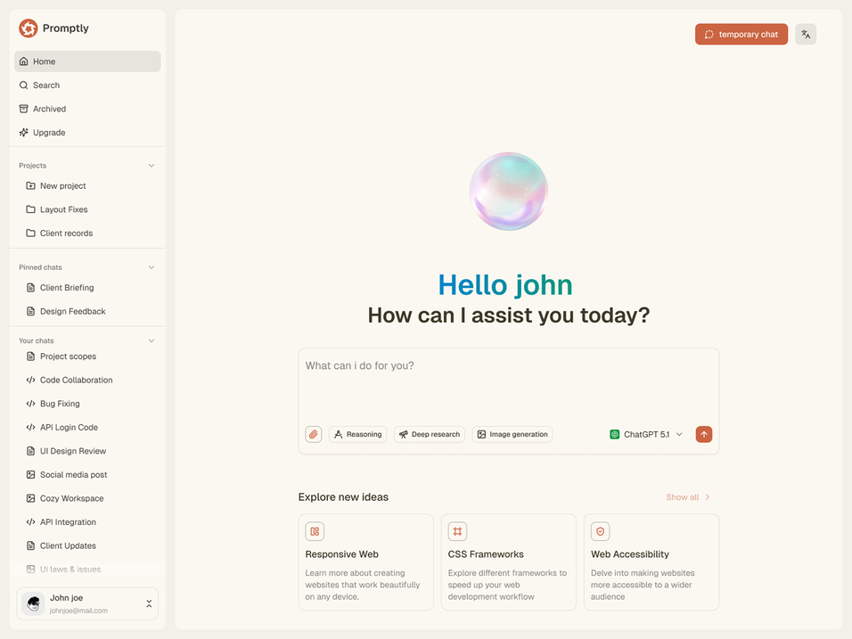 Promptly - Shadcn UI AI Chat App Template-large-image-1