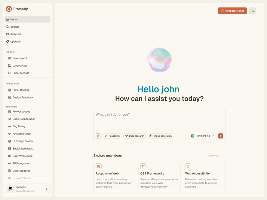 Promptly - Shadcn UI AI Chat App Template-small-image-1
