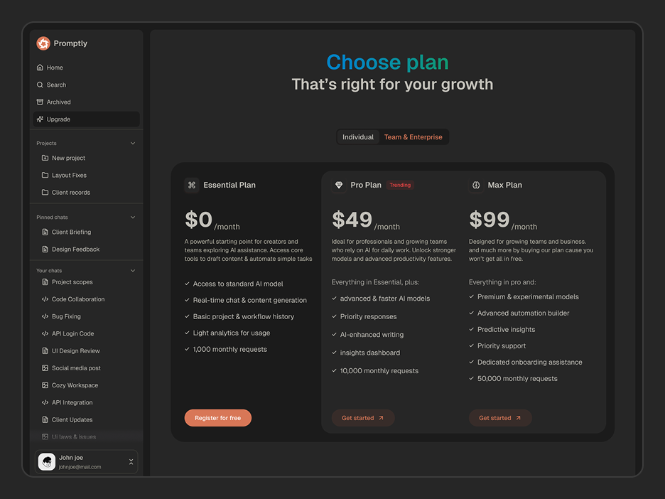 Pricing Page