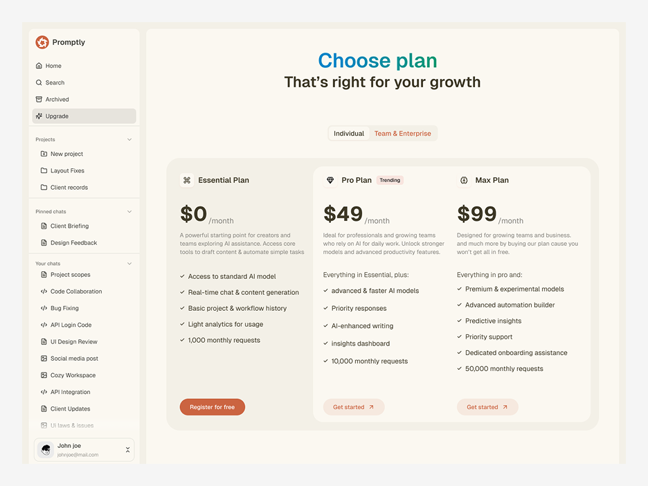 Pricing Page