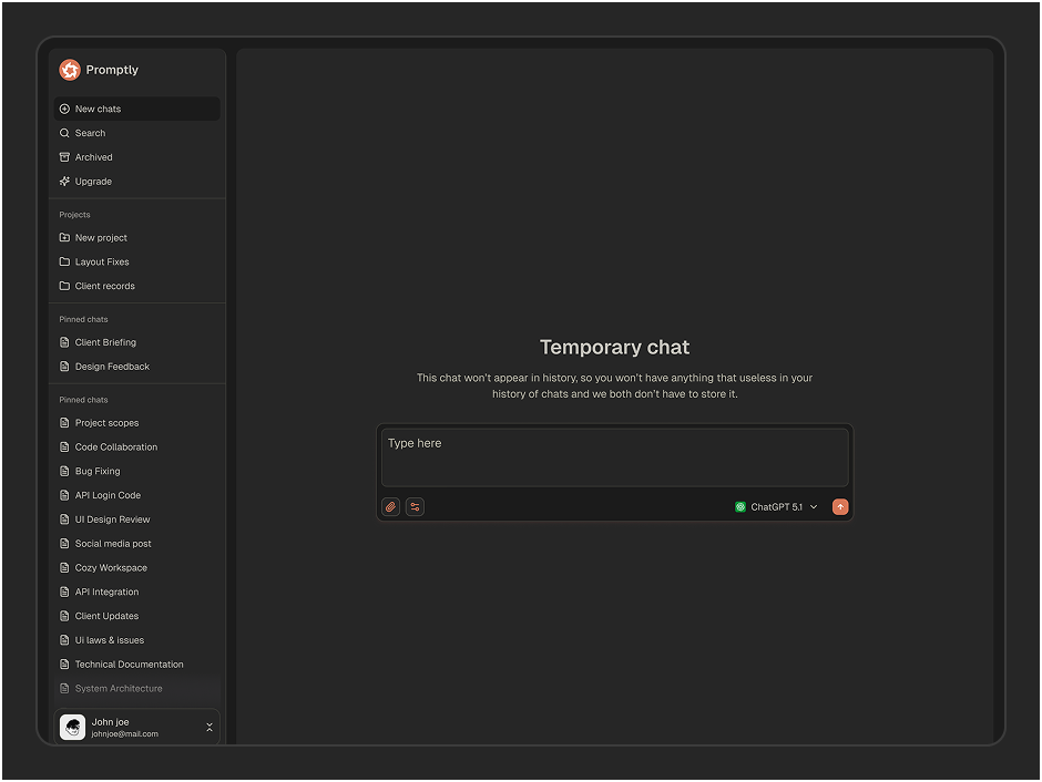Temporary Chat Page
