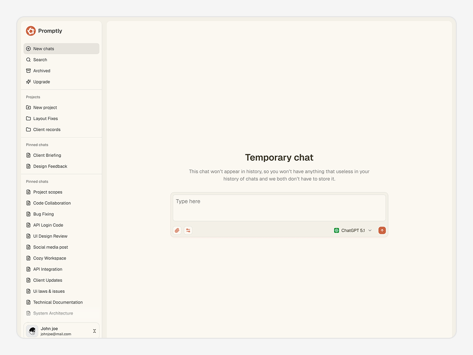 Temporary Chat Page