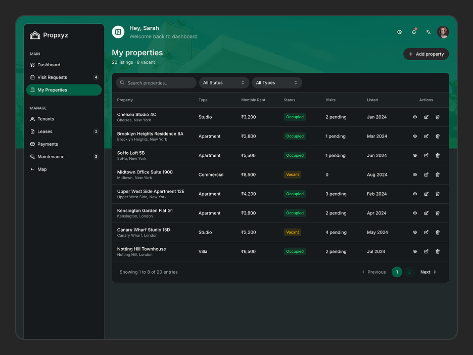 My Properties Page