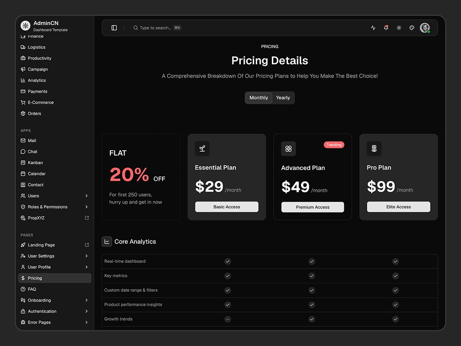 Pricing Page