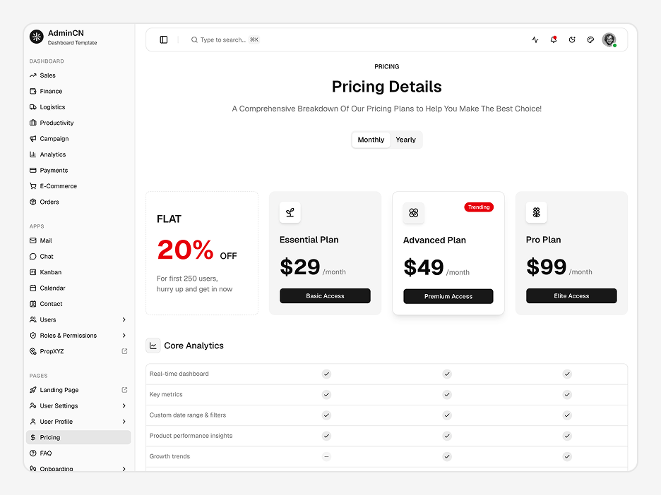 Pricing Page