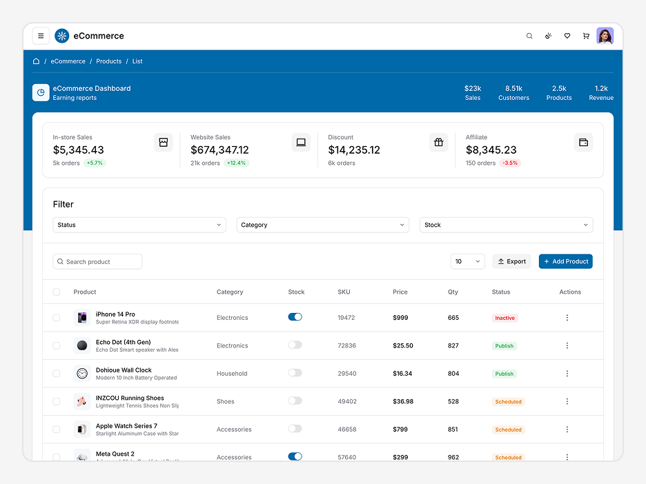 Product List Page