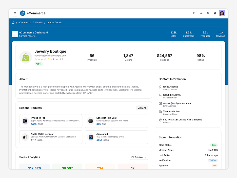 Vendor Details Page