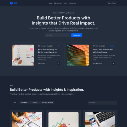 Ink - Shadcn UI Blog Landing Page Template - Free-small-image-1