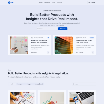 Ink - Shadcn UI Blog Landing Page Template - Free-small-image-1