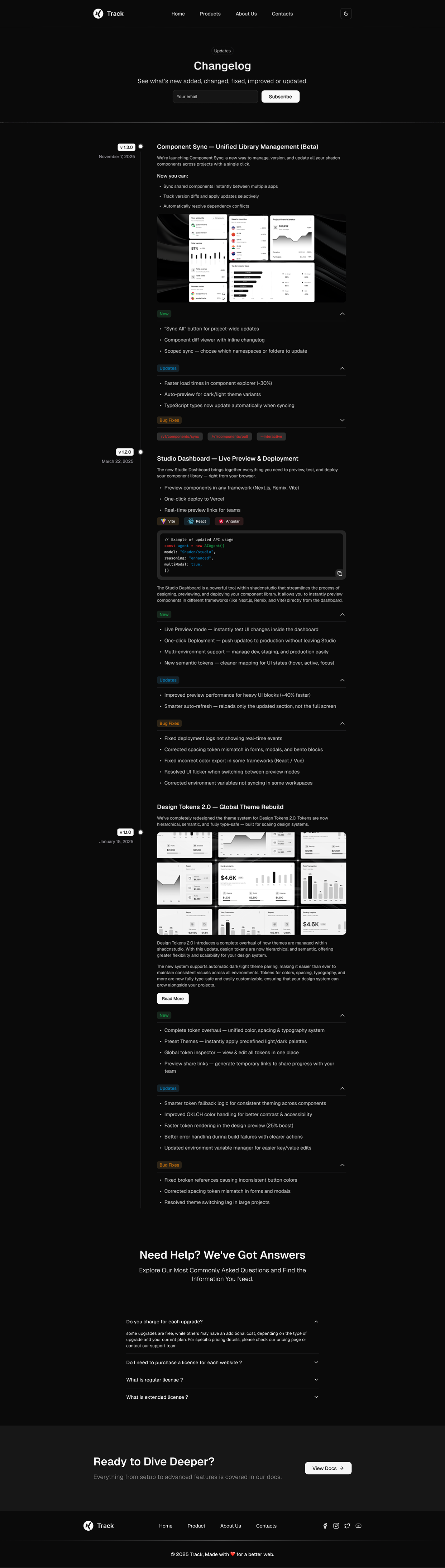Track - Shadcn UI Changelog Landing Page Template - Free-large-image-1