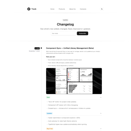 Track - Shadcn UI Changelog Landing Page Template - Free-small-image-1