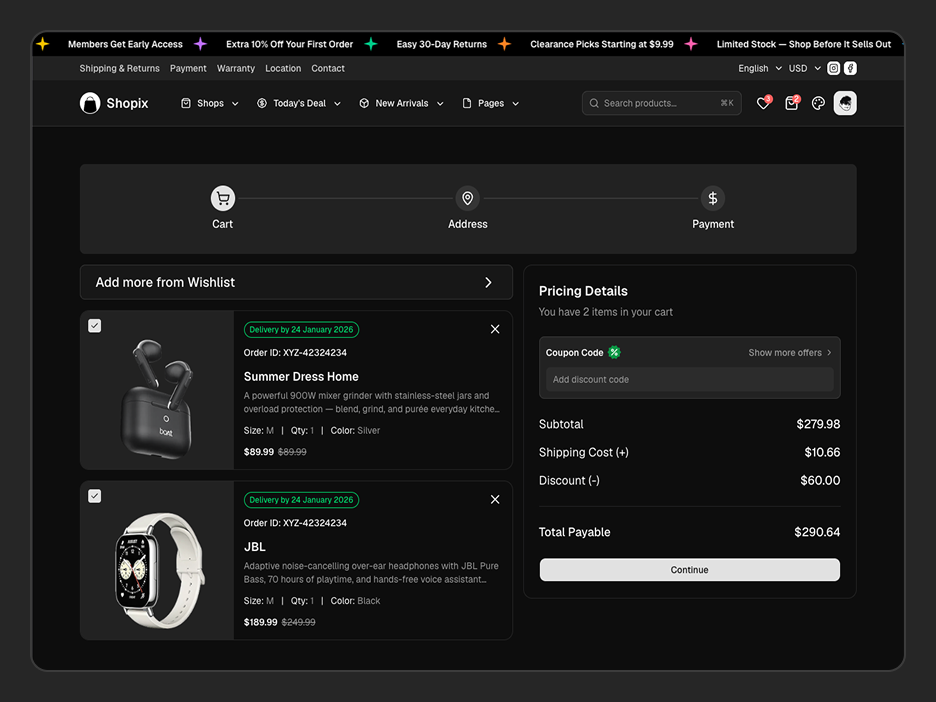 Checkout Page