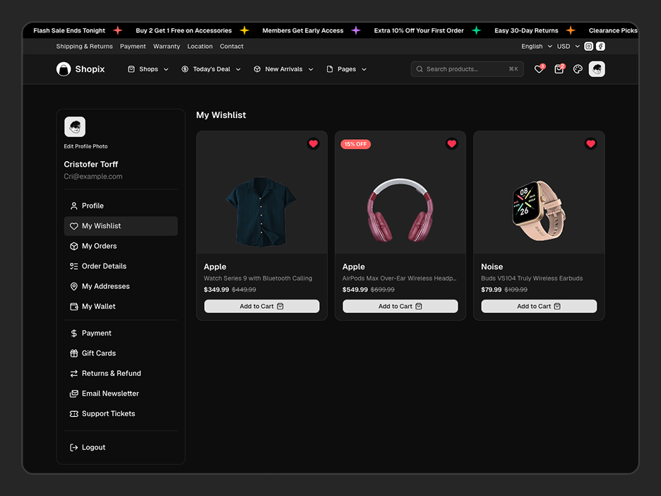 My Wishlist Page