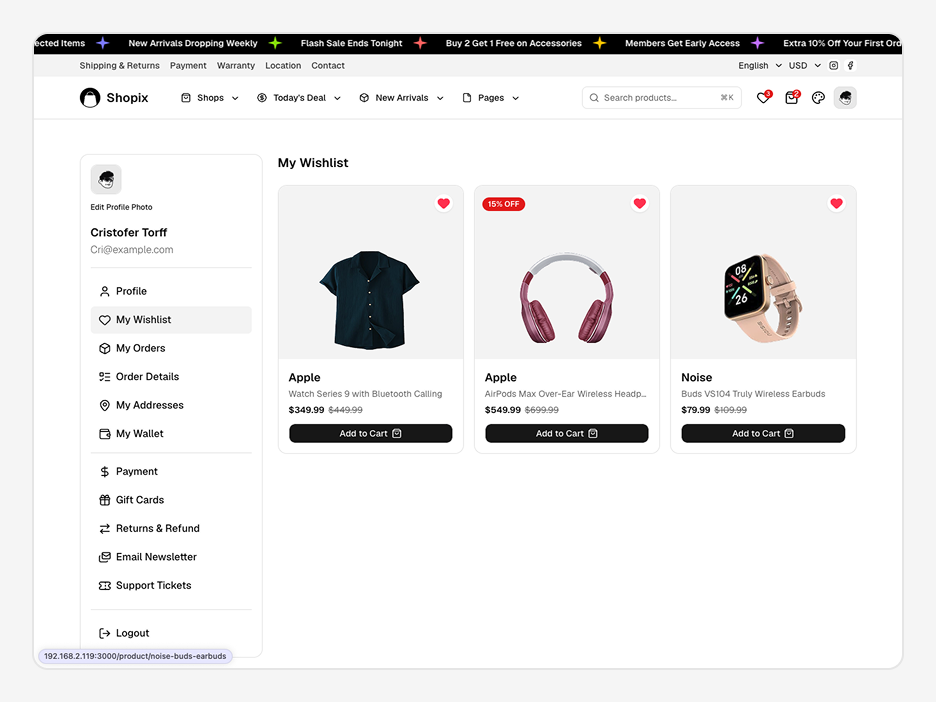 My Wishlist Page