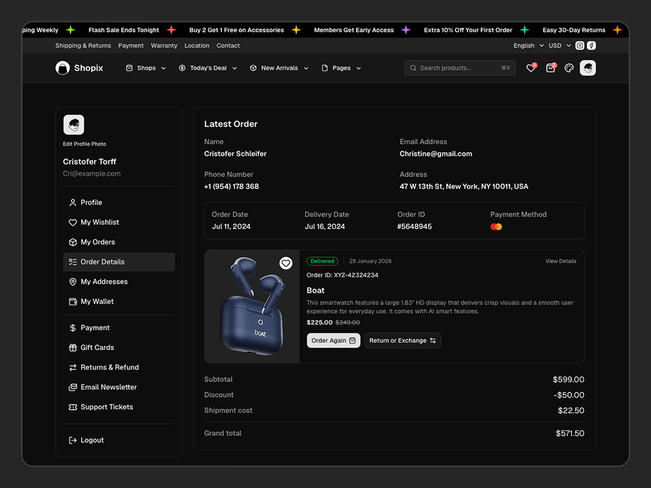 Order Details Page