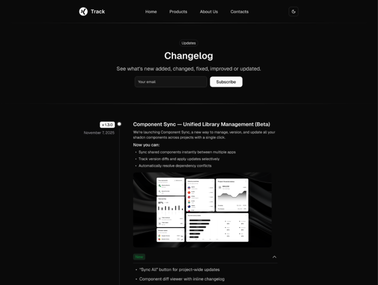 Landing Page Changelog 1